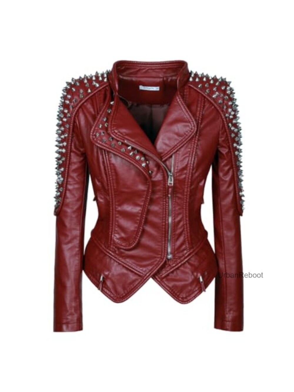 Women's Faux Leather Motorcycle Jacket Punk Rivet Moto Biker